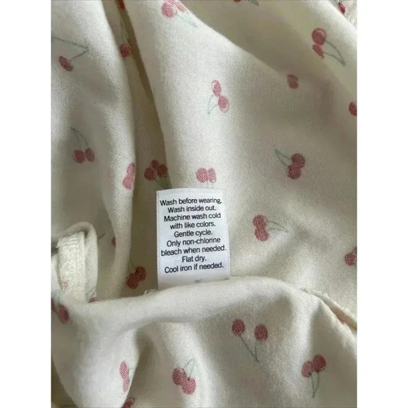 SO Retro Pinup Rockabilly Y2K Cherry Dress Button Down Tie Back Size Large - Picture 9 of 13